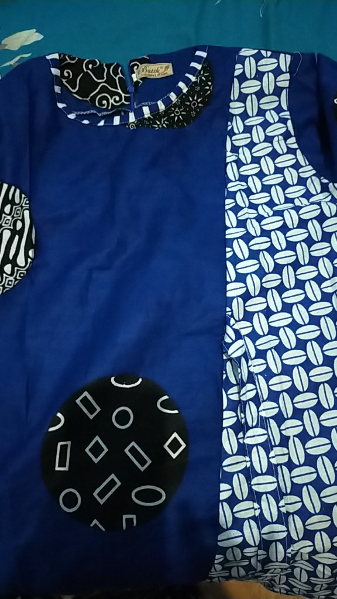 Batik Tunik Shibori Jumputan Terbaru Size S-3l / Hrb026 Yelbor Navbor / Biru Putih / Original..