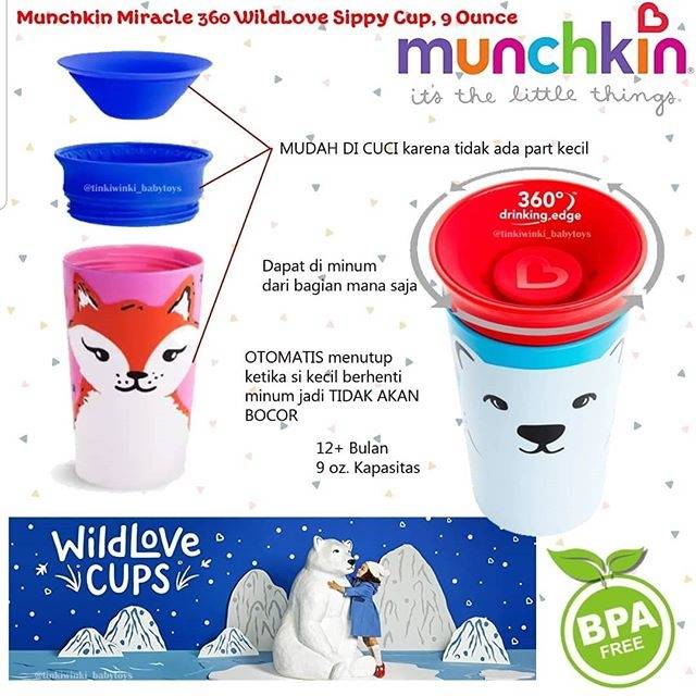 Munchkin Miracle 360 Cup 9oz wild love series