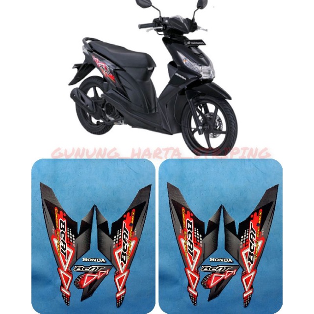 Stiker Striping Lis Les Body Motor Honda Beat Karbu 2011 Full Set Motif Standar Original Warna Hitam