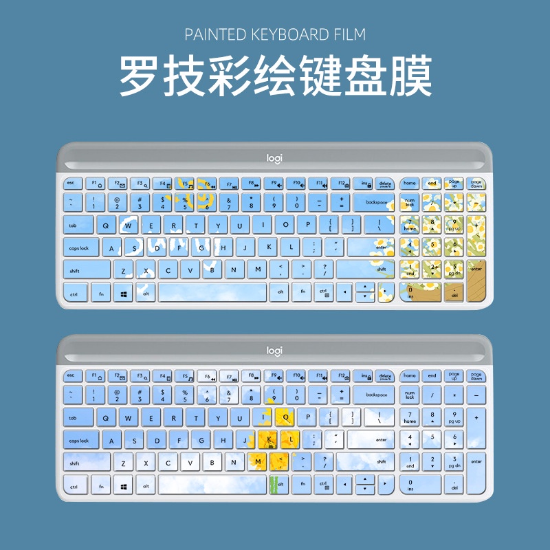 Film Pelindung Keyboard Wireless Bluetooth Motif Kartun Bunga Untuk Logitech MK470 K580