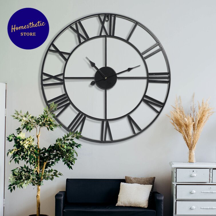 Jam Dinding Besi Bulat Besar Metal Quartz Creative Model Vintage 60 cm 50 cm 40 cm Jam Dinding Berga