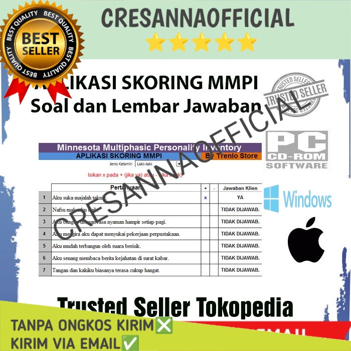 Jual Terbaru Alat Tes Psikologi MMPI Dan Aplikasi Skoring MMPI (Excel ...