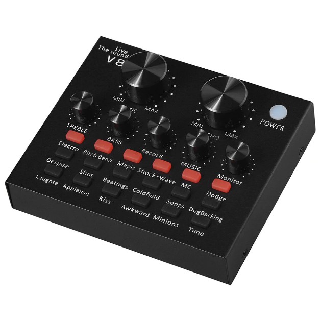 V8u External Audio Soundcard USB MIXER Live Broadcast