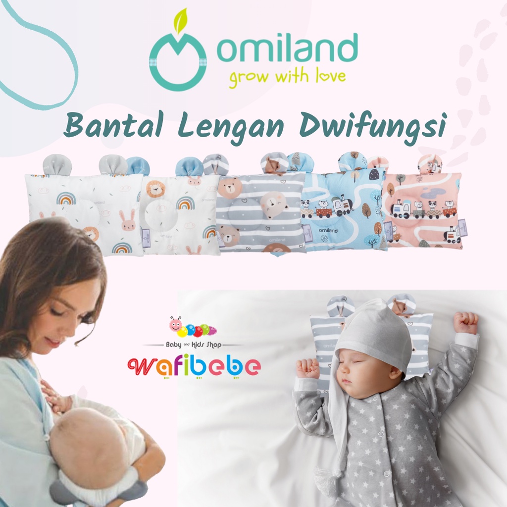 Omiland Bantal Lengan Peang Dwi Fungsi Ibu Menyusui Bayi Newborn Rainbow Brown Bear Train Animal Series