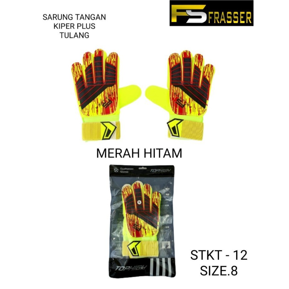 sarung tangan kiper frasser dewasa tulang stkt 12 size 8 merah hitam