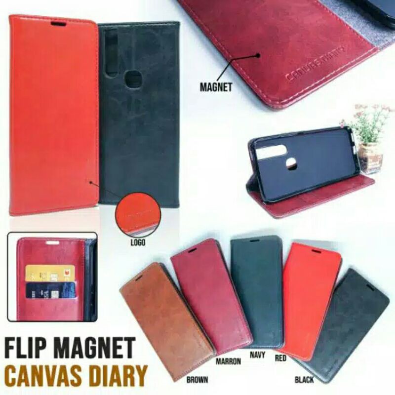 REDMI 9A  9C 10 10A NOTE 9 LEATHER CASE FLIP MAGNET KULIT CANVAS DIARY FLIP COVER CASING