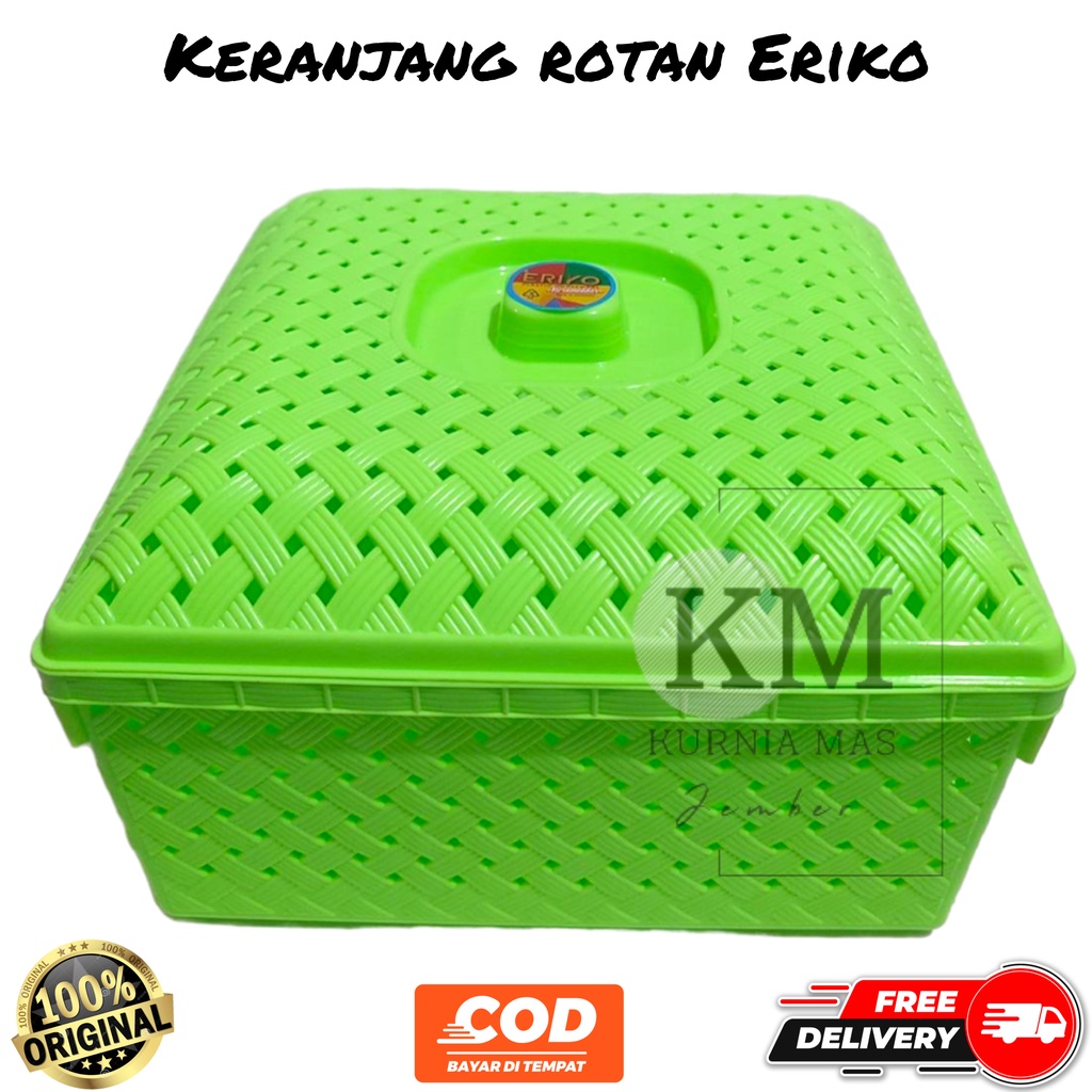 Keranjang Segi Tutup ERIKO Besar Keranjang Berkatan Besek Plastik Wakul Hajatan Keranjang Souvenir C