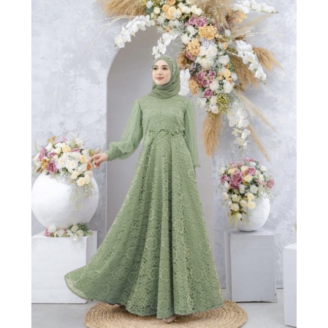 (READY) GAMIS BROKAT MAXY PESTA 23 by GLAMZ