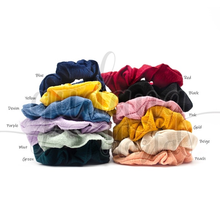 Scrunchie Basic Simple Rainbow Hairband Motif Warna Warni GH 200337