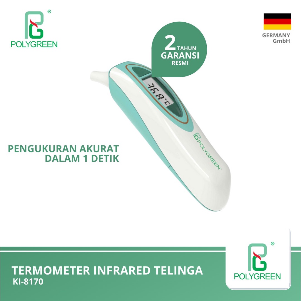 Polygreen KI 8170 - Termometer Infrared Telinga Akurat dan Cepat