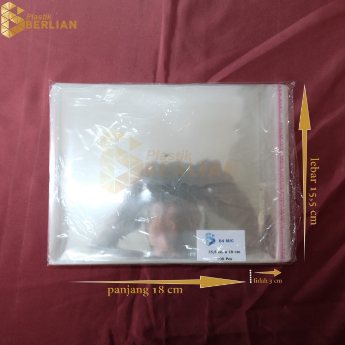 

15,5 x 18 cm Plastik OPP TEBAL (100 lbr) (lem/seal)