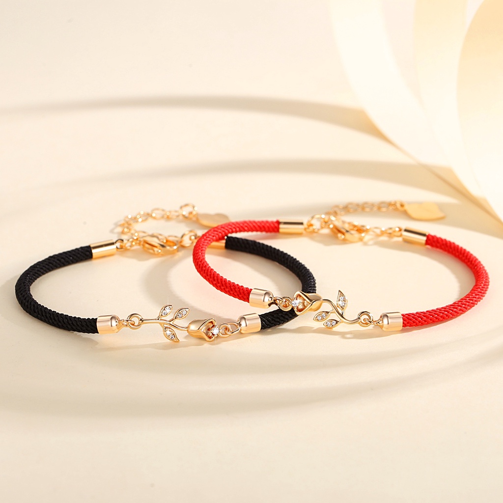 Y660【Barang spot】 Gelang Couple Mawar Gelang Tali Braided Bracelet/Friendship Rope