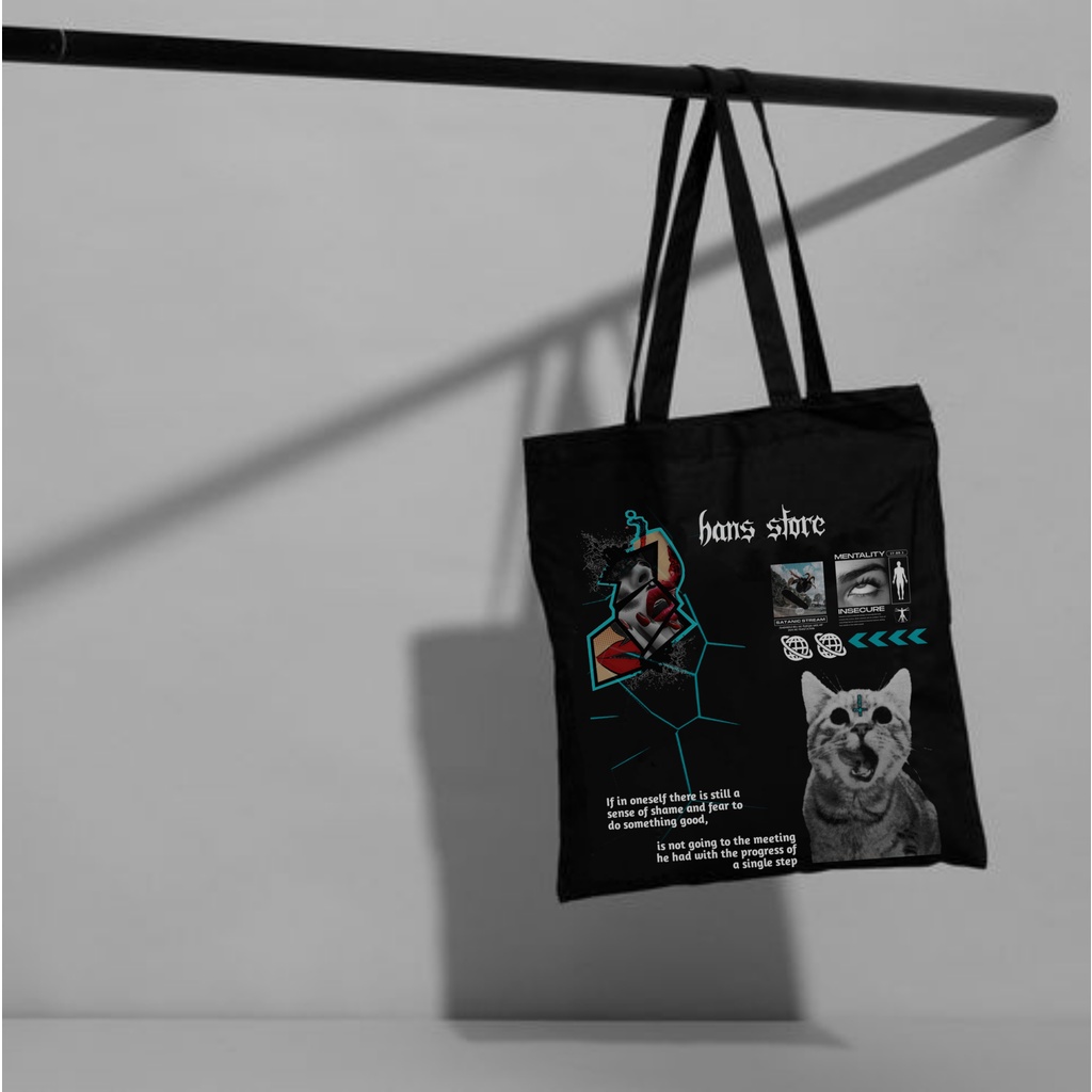 [HS027] Tote bag distro HANS STORE tote bag canvas wanita pria resleting