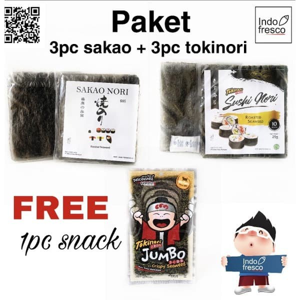 

PROMO PAKET SUSHI NORI TOKINORI SAKAO- ROASTED SEAWEED- RUMPUT LAUT 50S X 6 TERMURAH