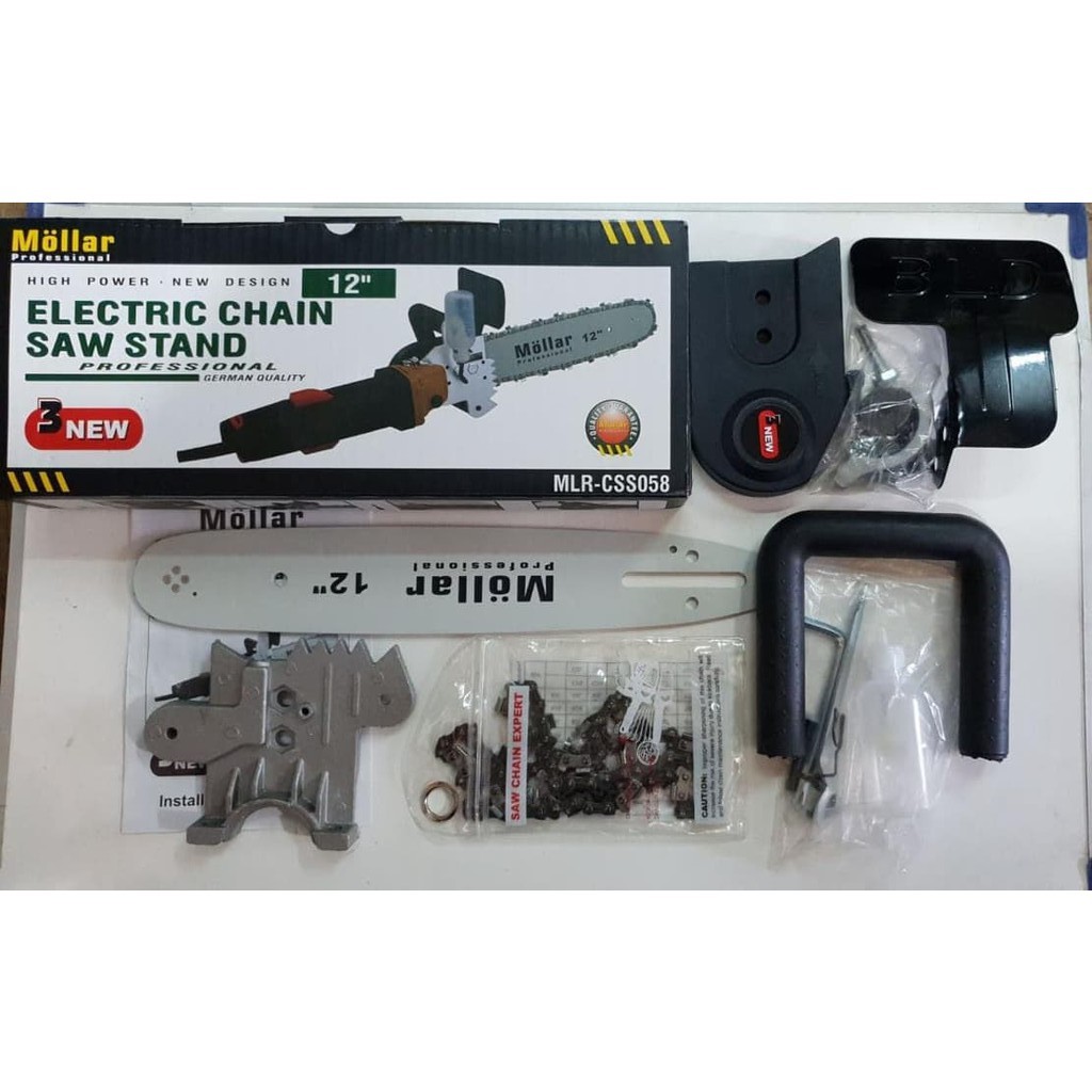 MOLLAR Mini Chainsaw Gerinda Gergaji Potong Kayu Chain Saw Senso Gergaji Potong Kayu Adaptor Gerinda 4&quot; Japan Technology