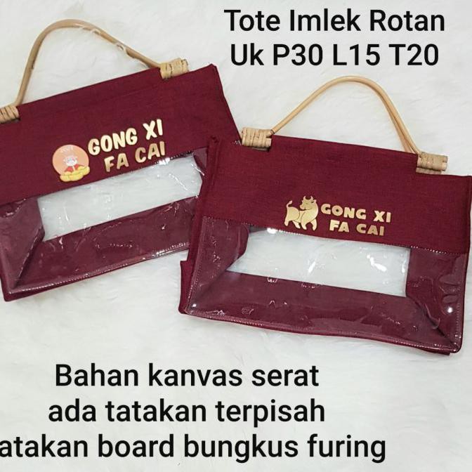 

DISKON Souvenir Hampers Imlek Tas Mika Tas Kanvas Tas Sincia Imlek Rotan - 30x15x24 polos