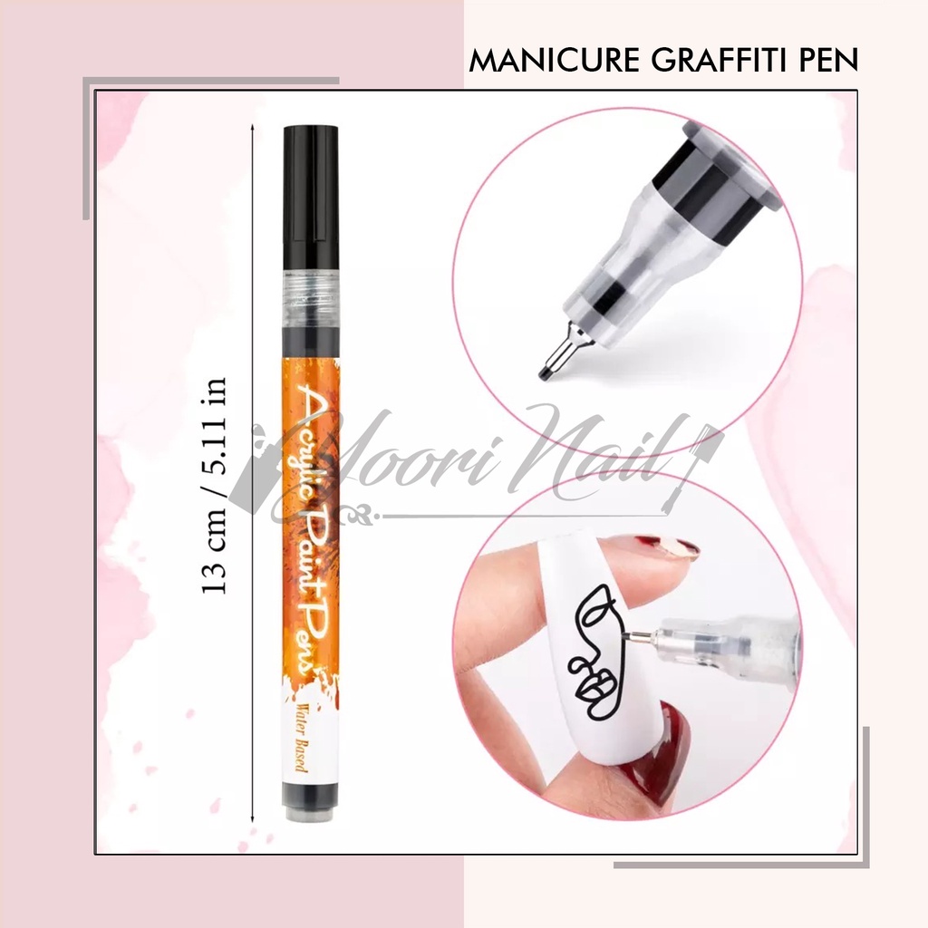 Grafitti pen acrylic paint gel nail art pen lukis nailart dekorasi