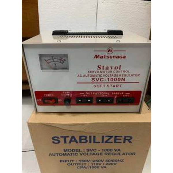 STABILIZER 1000 WATT / 500 WATT MATSUNAGA SVC - 1000 VA / 500 VA MATSUNAGA AUTOMATIC VOLTAGE REGULATOR