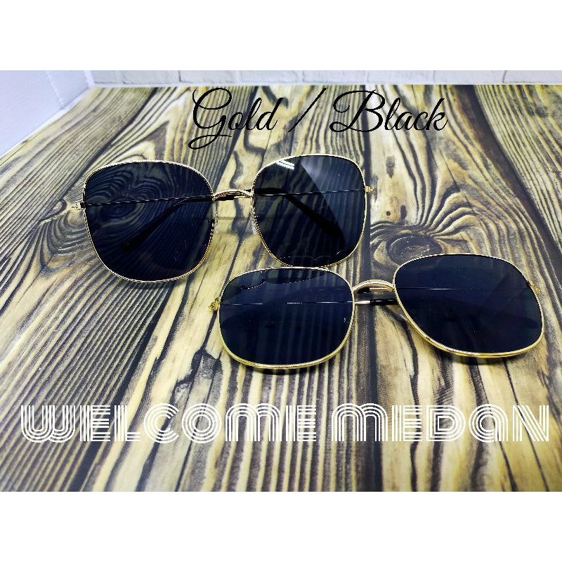 MEDAN Kacamata Pria/Wanita-Fashion-Retro Vintage Segiempat Metal-Sunglasses-Korea-4