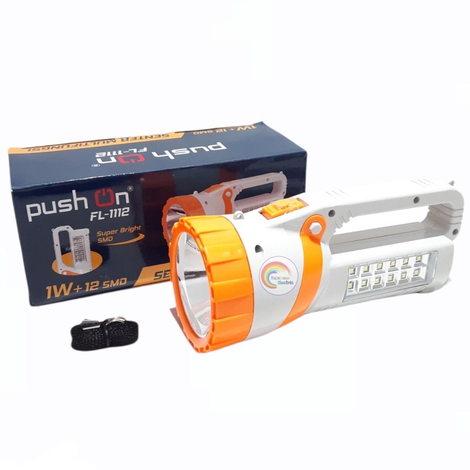 Push On FL-1112 Senter LED Multifungsi 1 Watt + 12 SMD Rechargeable