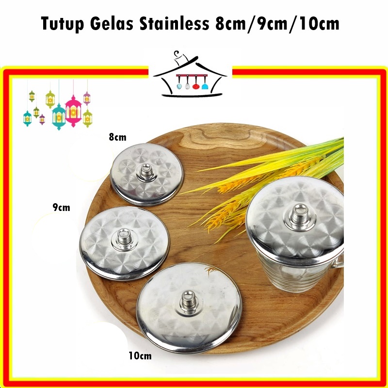 Tutup Gelas Stainless 8cm 6pcs/9cm 3pcs/10cm 2pcs