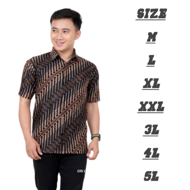 BIG SIZE kemeja batik lengan pendek Pria Hem batik pria baju batik Jumbo XXL 3L 4L 5L