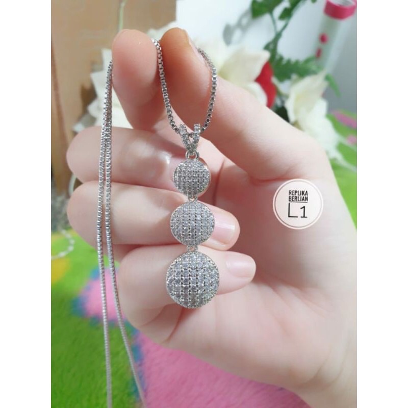 (TERBARU) kalung wanita berlian 3 bulatan lapis emas 24k xuping