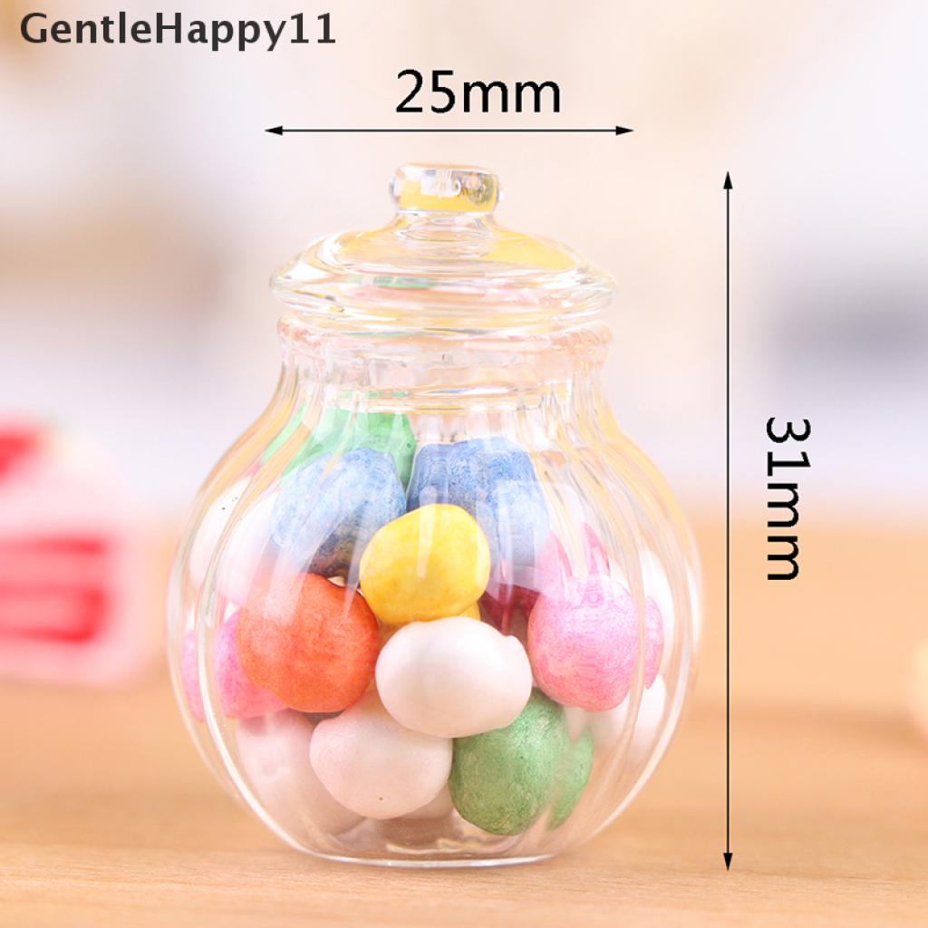 Gentlehappy Mainan Miniatur Toples Permen Bulat Bahan Kaca Untuk Aksesoris Rumah Boneka 1: 12