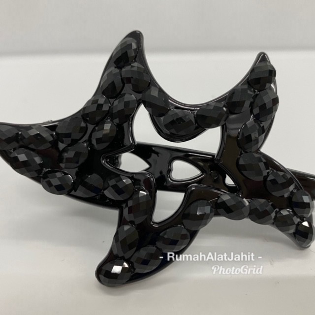Jepit Rambut Permata Hitam 10 cm bentuk Bintang Model 014A