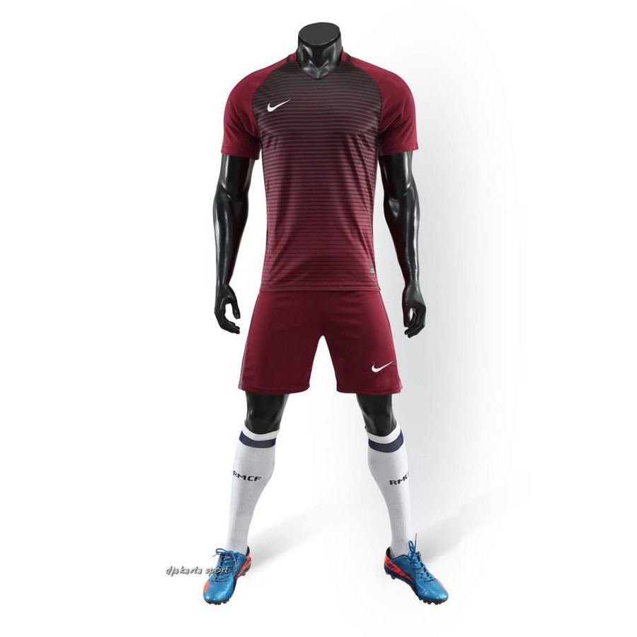 Jersey Futsal Setelan Kaos Tim Bola Murah Terlaris Import GO Grade Original Garis Maroon