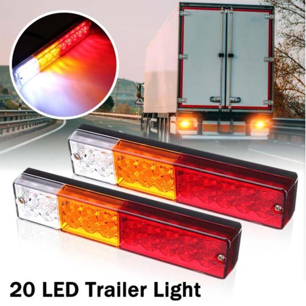 Lanfy Lampu Ekor Mobil 2Pcs Truk ATV 24V 20lampu Rem Trailer LED