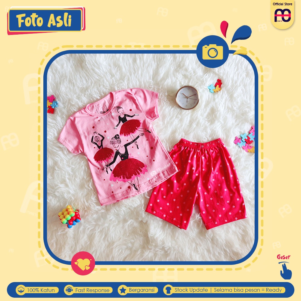 Setelan Anak Perempuan Mastof D Series 1 - 11 Tahun Baju Anak Edisi Favorit 2-Balerina Pink