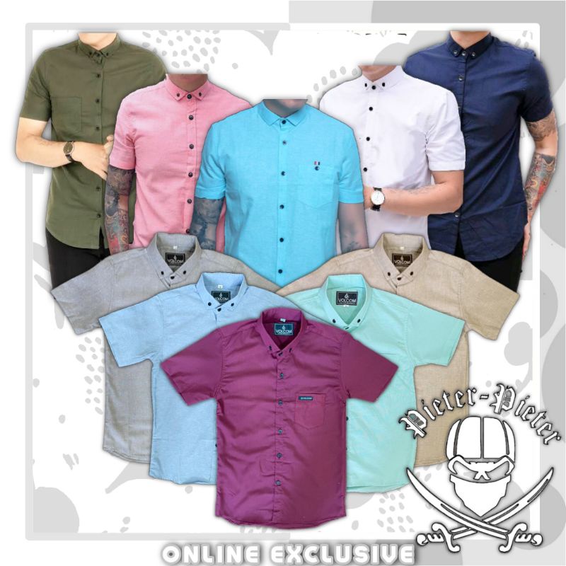 KEMEJA PRIA BOYI TOP MAN LENGAN PANJANG PENDEK KASUAL FORMAL KERJA KANTOR POLOS PUTIH HITAM WHITE