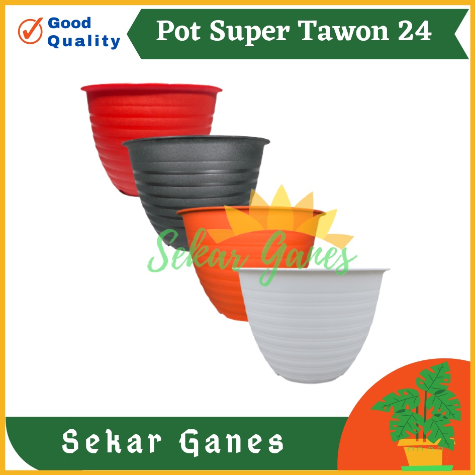 Sekarganes Pot Super Tawon 24 Cm Orange Garden Of Love Pot Plastik 24CM Pot Tawon Pirus 24 27 30 Tinggi Putih Pot Plastik Murah Tebal