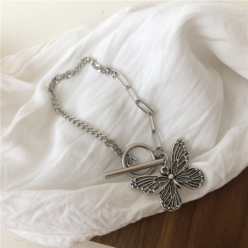 BUTTERFLY HANDMADE OT Gelang Bentuk Kupu-Kupu Bahan Titanium Steel Gaya Vintage Untuk Wanita