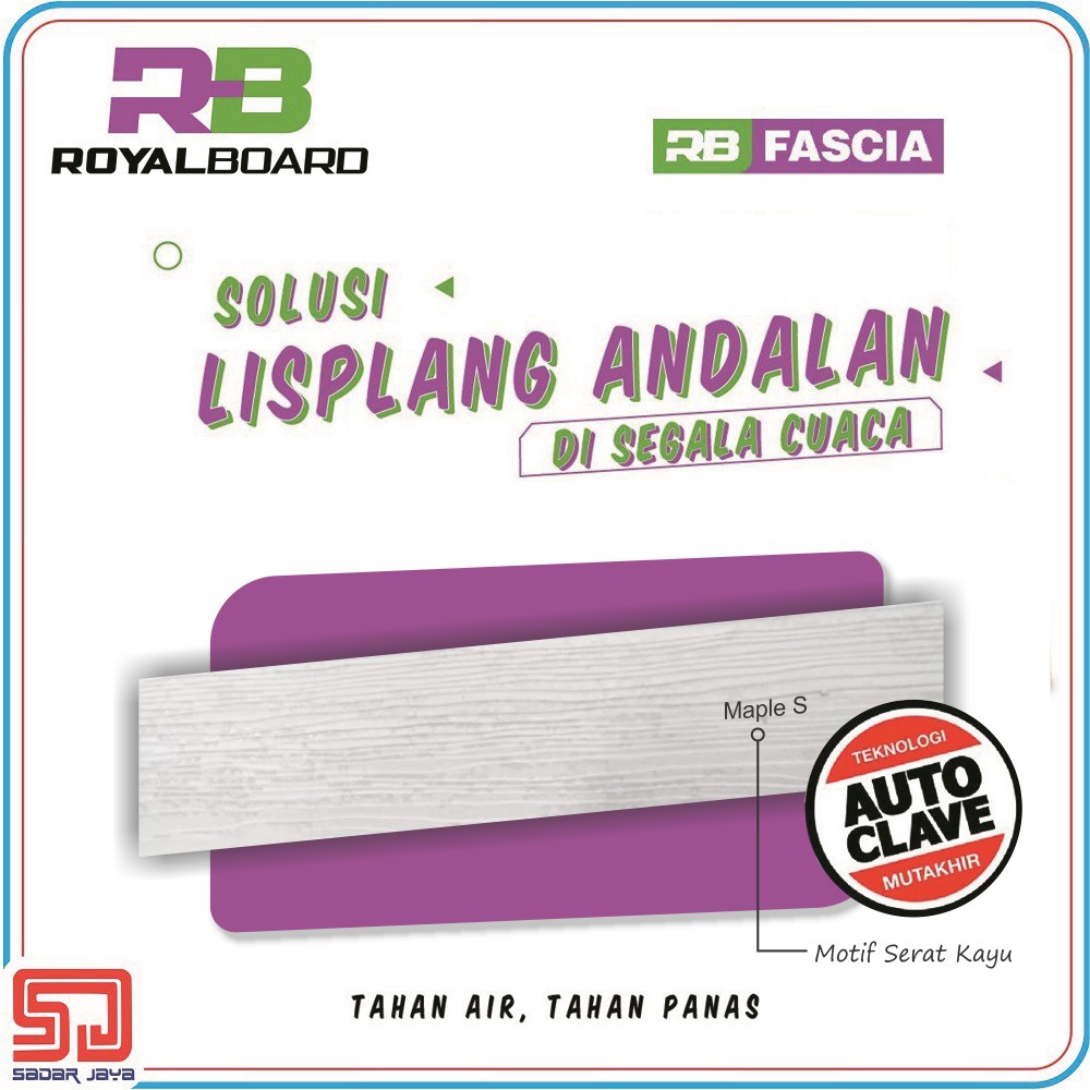 Royalboard Fascia Maple S Papan Lisplang Motif Kayu Lisplank GRC Panjang 4 meter