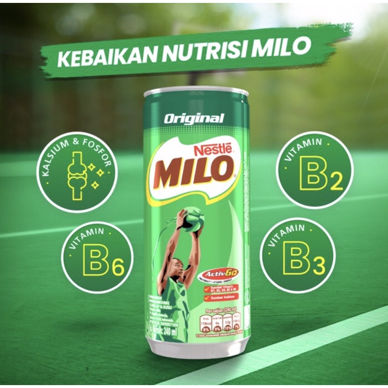 Milo kaleng original 240 ml ( susu milo siap minum )