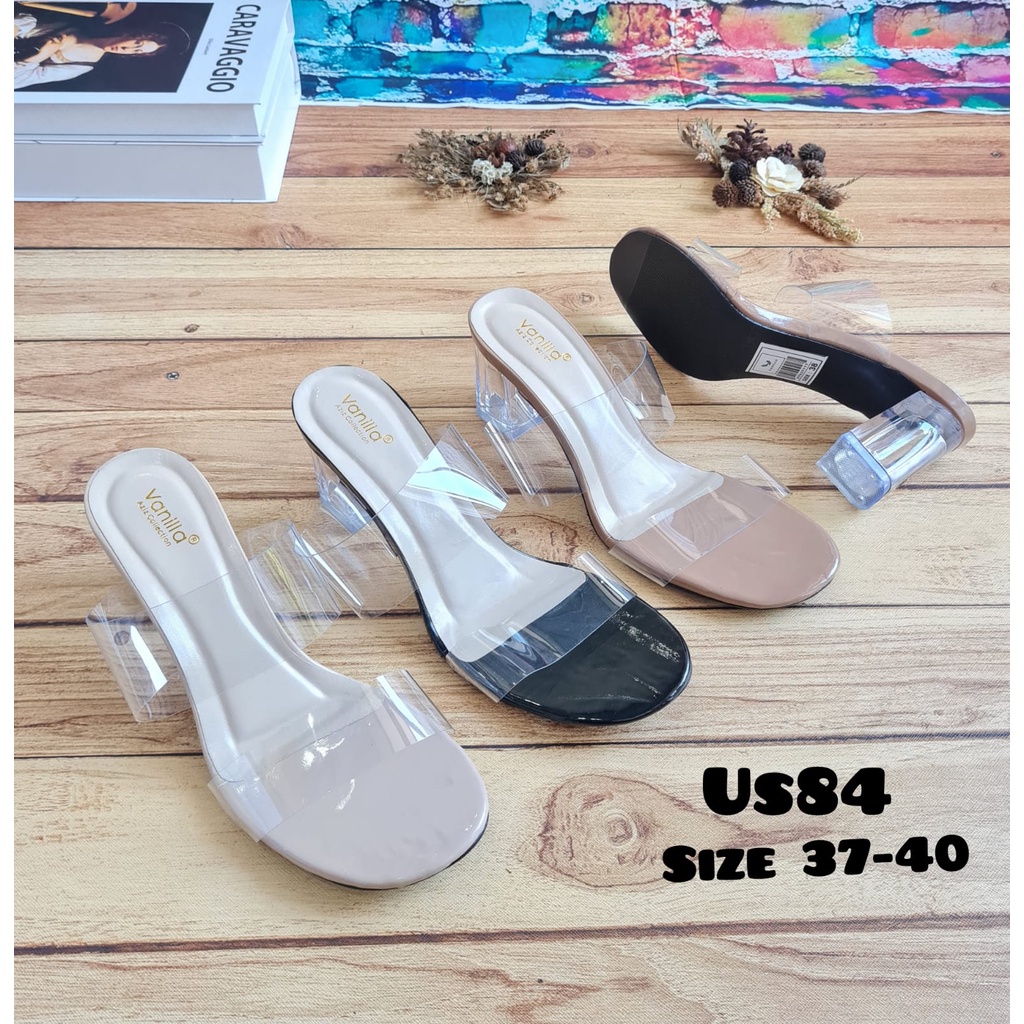 ABBUSHOES US 84-new hak kaca  tahu  mika wanita 7cm 37/40