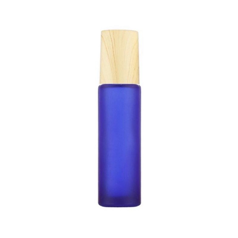 Botol Kaca Roll On 10ml Frosted TEBAL Tutup Kayu Bamboo Wood Gold Roller THICK Essential Oil