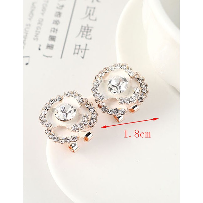 LRC Anting Tusuk Fashion 14k Gold Gold-plated Flower Stud Earrings With Rhinestones Y63696