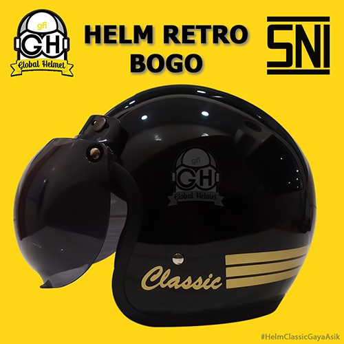 Helm Bogo Classic Helm Wanita Dewasa Warna Terkini Retro SNI Helm Arc Helm Jadul