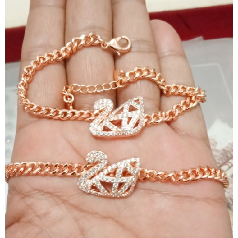 NK41. Gelang xuping wanita lapis emas dgn mata zircon ukuran 18 cm