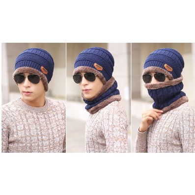 TOPI SYAL KUPLUK RAJUT BEANI SCARF BAHAN TEBAL 2 IN 1 SET TOPI HIKING BAHAN WOOL