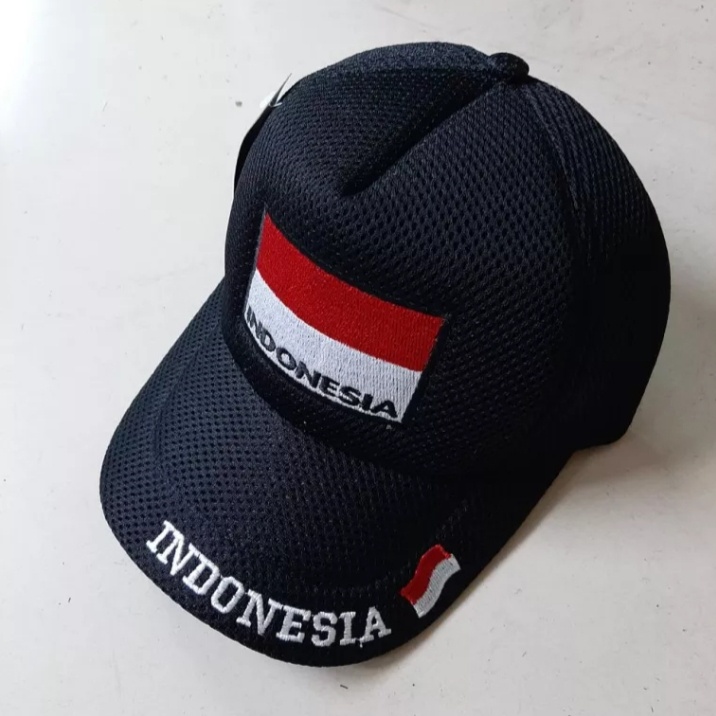 TOPI JARING LOGO BENDERA INDONESIA - TOPI JALA LOGO BENDERA - TOPI PRIA