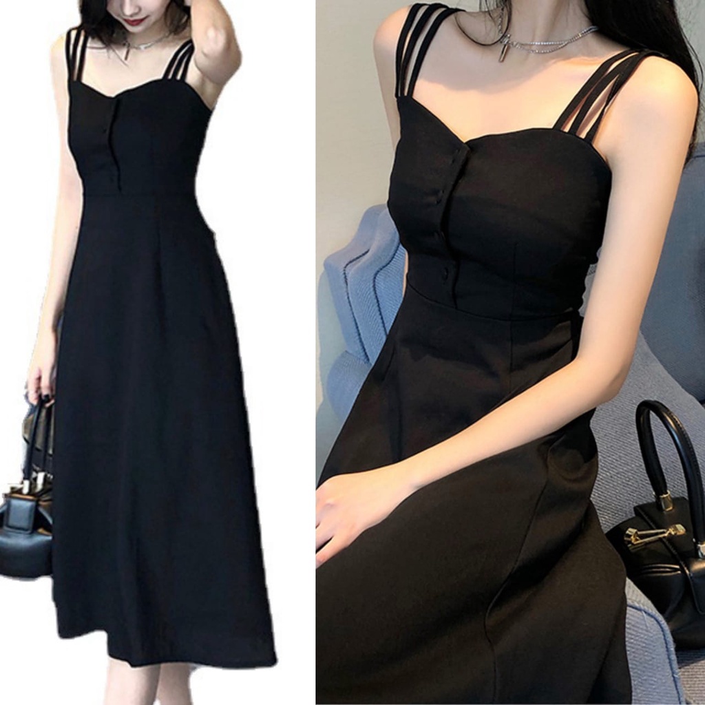 MANJALIRA KOREAN BUTTON SLEEVELESS MIDI DRESS 1319 (XS-XL)