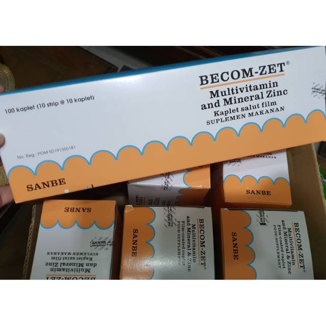 Becom zet Multivitamin Sanbe 1 Dus 10 strip (Kemasan Terbaru) Becom z / Zegafit