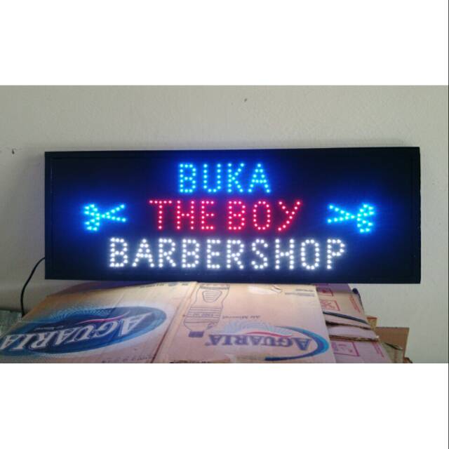 Tulisan lampu led / led sign buka barbershop