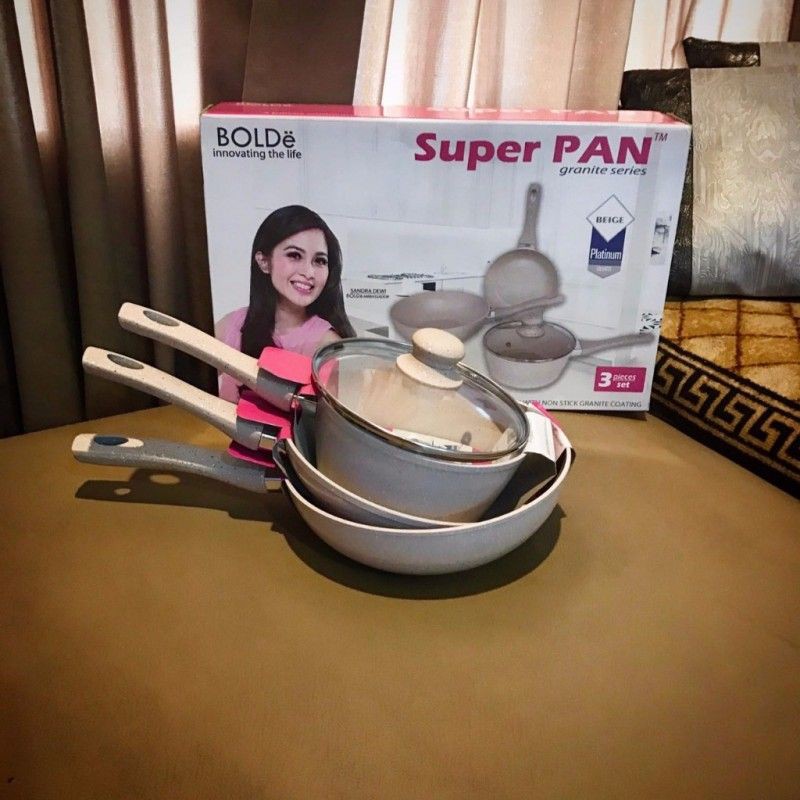 SUPER PAN BOLDE 3 PCS SUPERPAN PANCI GRANITE CERAMIC COOKWARE BOLDE PAN WAJAN SET BOLDE PANCI SET


