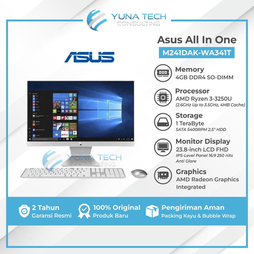 Komputer Asus AIO M241DAK-WA341T 4 GB AMD Ryzen Radeon 23,8 Inch
