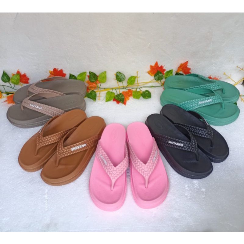 Sandal Wanita Tebal 4cm Sandal Jepit Wanita Karet Jelly Eva Tali Kepang Sandal Jepit Casual